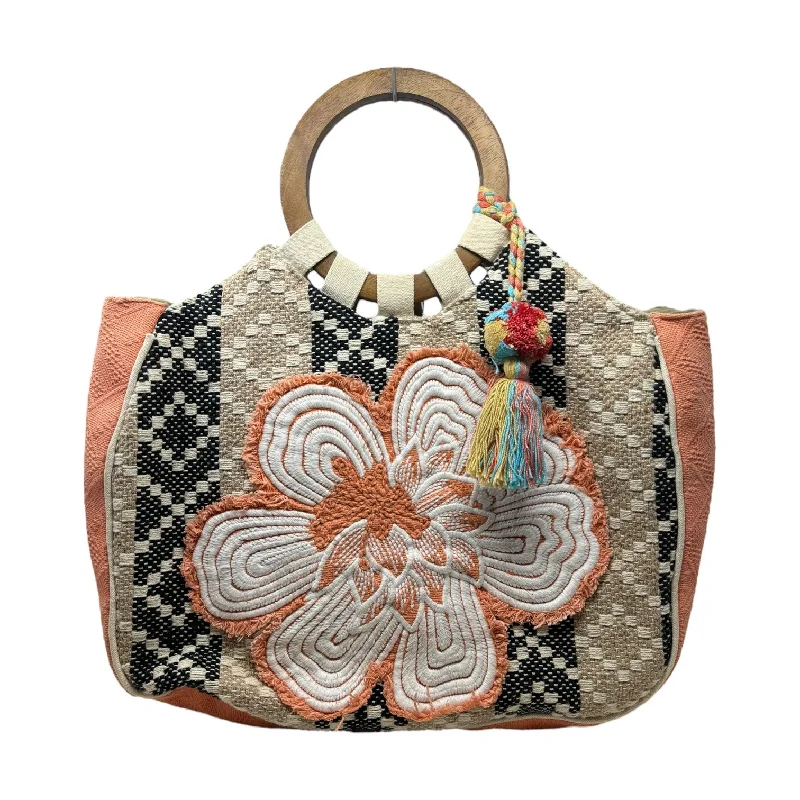 Ladies tote bag floral pattern-Wood Top Handle Tote By Macchia Di Ruggine, Size: Medium