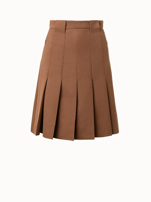 ladies handbags for casual events-Wool Double-Face Pleated Short Skirt