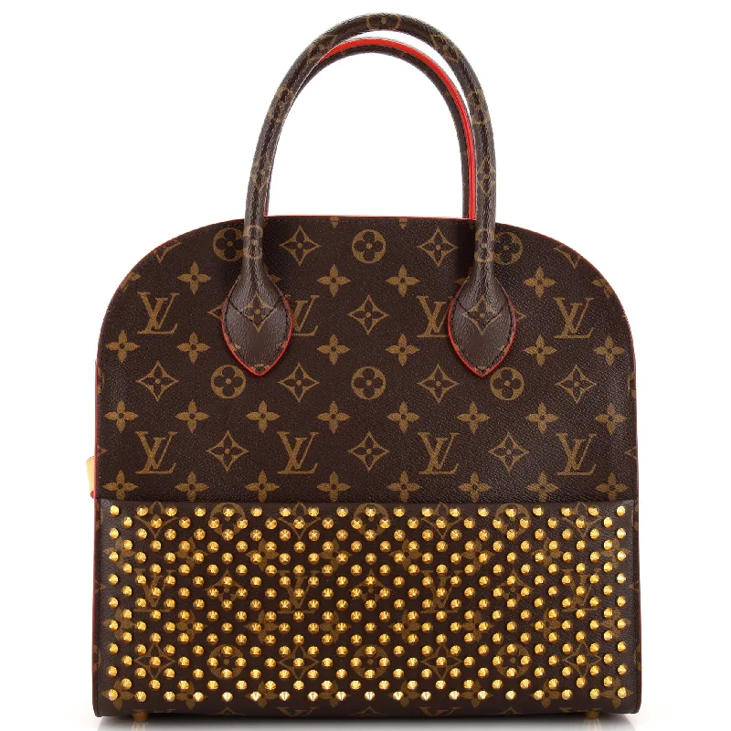 Ladies tote bag for city life-x Christian Louboutin Shopping Bag Calf Hair and Monogram Canvas