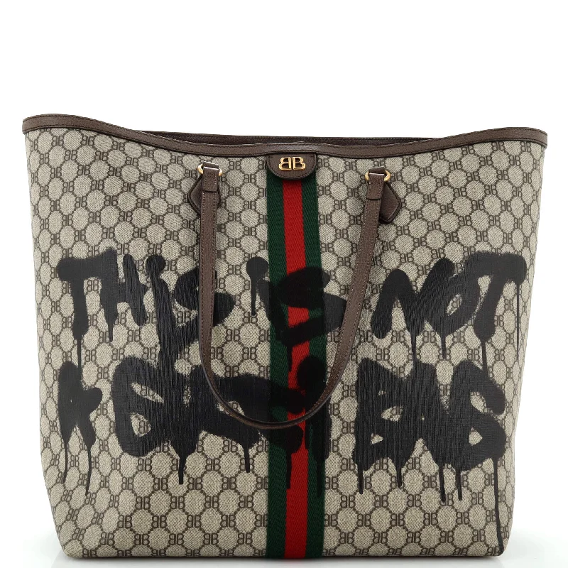 Ladies tote bag with mystery theme-x Gucci The Hacker Project Tote Graffiti BB Coated Canvas Large