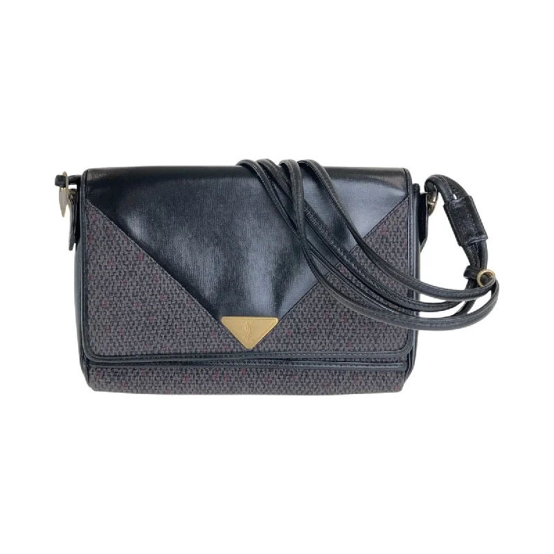 Ladies shoulder bag with asymmetrical flap-Yves Saint Laurent Canvas Leather Shoulder Bag